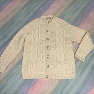 Georgie knits Cable Knit Wool Fisherman Cardigan Sweater size L